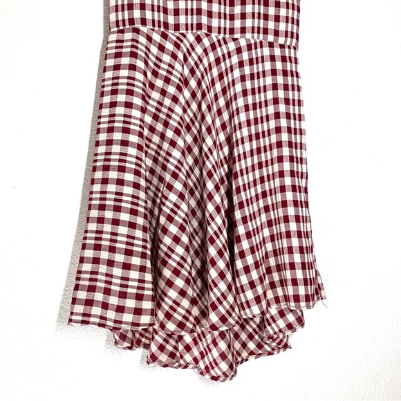 Reformation Burgundy Gingham Cap Sleeve Cutout Mini Dress - Picture 3 of 7